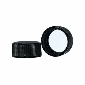 Black Screw Cap 20-400. This Fine Ribbed Polypropylene Screw-On Cap has an F-217 Foam Liner. This cap creates an airtight seal when securely screwed onto the bottle. Polypropylene offers high heat tolerance and fatigue resistance. The cap is designed to fit most any container with a 20/400 neck. It ensures a secure and reliable seal, enhancing efficiency by making it suitable for industries where freshness and containment are critical. Most suitable for industrial, food, pharmaceuticals, chemicals, fragrance and essential oils.