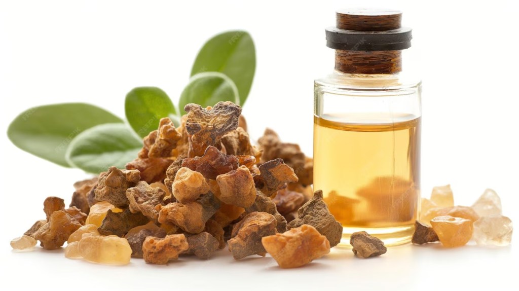 Myrrh Essential Oil is actually a resin and is very thick, dark and sweet-smelling. Can be mixed with a carrier oil to make it thinner. Myrrh Essential Oil blends well with Frankincense, Sandalwood, Cypress, Rosemary and Vetiver.