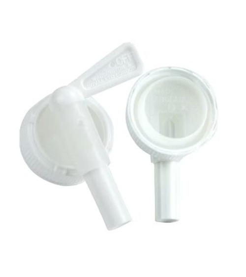 Plastic Spigot 38-400. This fits our 1/2 and 1-Gallon plastic jug, or ANY container with a 38/400 cap, including 5-liter carboys. The body of the spigot is LDPE and the stem is Polypropylene.