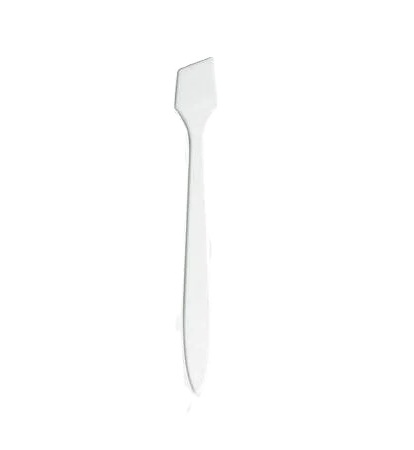 Cosmetic Spatula Long Handle, White with Slanted Tip - Polystyrene 4 1/2" Long - disposable/reusable. Perfect for taller jars.