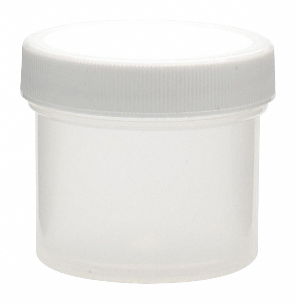 4 oz Jar with Lid. A Round plastic jar with white screw-on 70/400 cap and F217 foam liner. Natural in color, this polypropylene jar is perfect for storing small items to stay organized. No need for labeling, because you can see what's inside the jar.