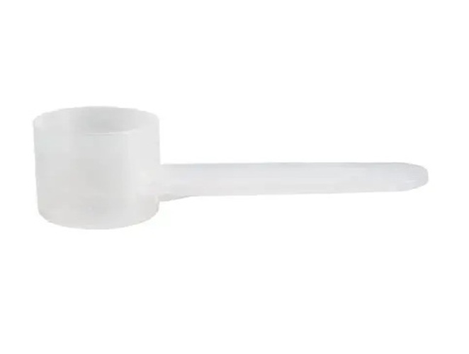 2.5 cc Scoop - Short Handle. 3" total length x 11/16" Deep. Short Handle. Holds approximately 1/2 Teaspoon. Our scoops are made from polypropylene material. They are FDA compliant and are free of heavy metals, CFC’s and BPA. These Natural scoops do not contain chemical substances proposed to be very high concern above .1% threshold. They comply with EU food contact legislation including EU No10/2011 as amended, when used in food packaging applications.
